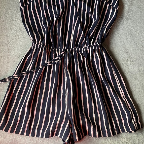 Small Pink/Blue Striped Romper - Picture 3 of 3